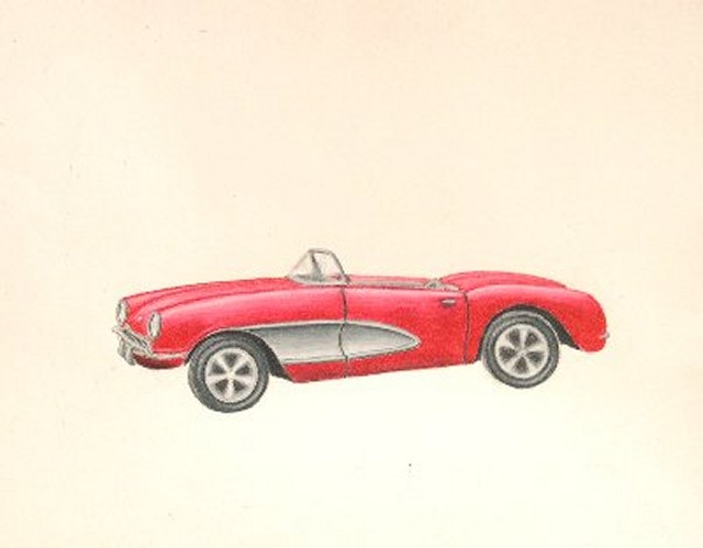 Pencil drawing of a Corvette